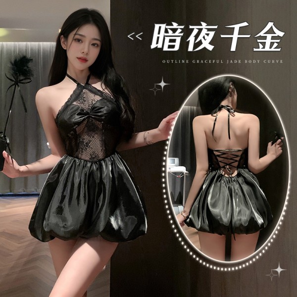 霏慕 中古暗夜千金蓬蓬连衣裙zy22