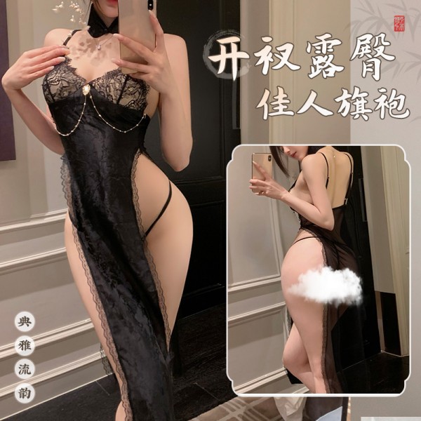 霏慕 娇妻文学の透胸开衩睡裙7876