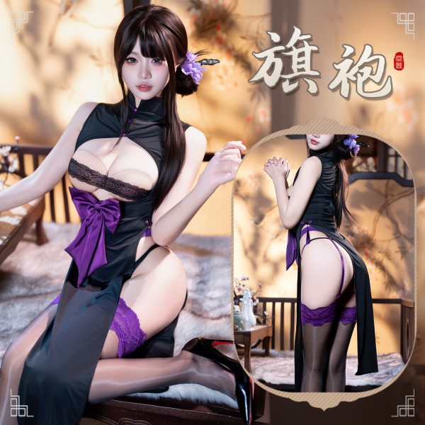 霏慕 风情高开衩两穿旗袍zy33