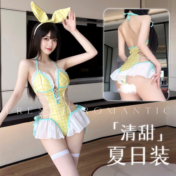 霏慕 清甜一夏露腰开裆连体衣zy47