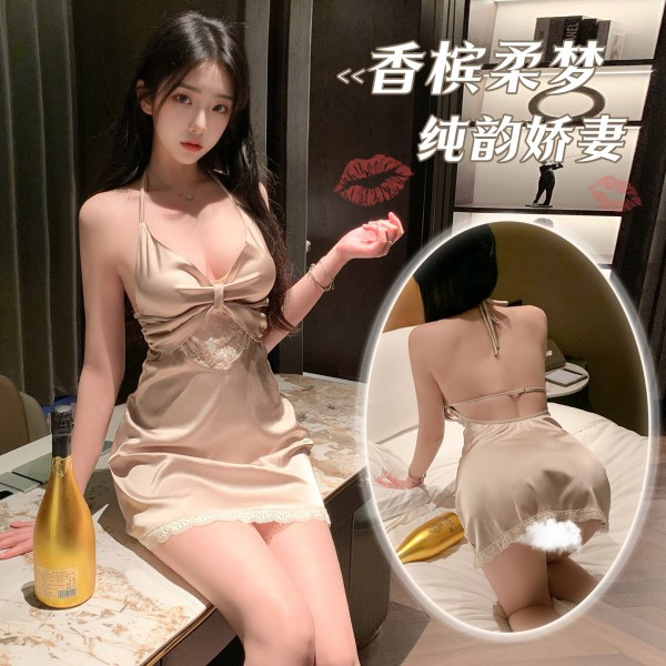 霏慕 纯韵娇妻深v大露背睡裙zy23