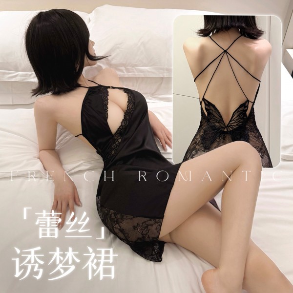 霏慕 个性镂空露胸透臀连衣裙zy35