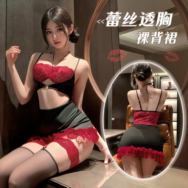 霏慕 午夜潮夕透胸裸背连衣裙zy43