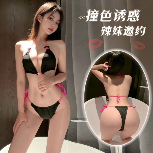 霏慕 性感辣妹撞色三点式7923