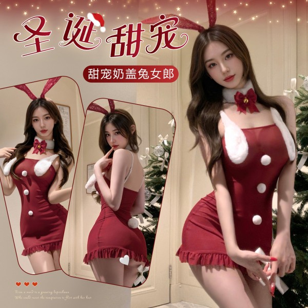 霏慕 圣诞兔耳奶盖兔女郎6320