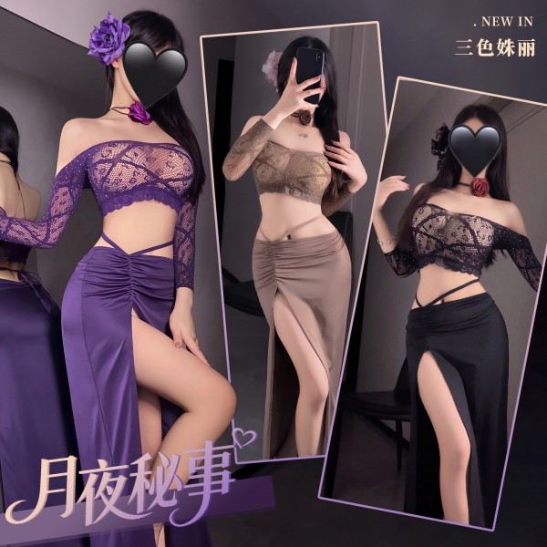 霏慕 暗欲交织透胸网衣制服套装zy110