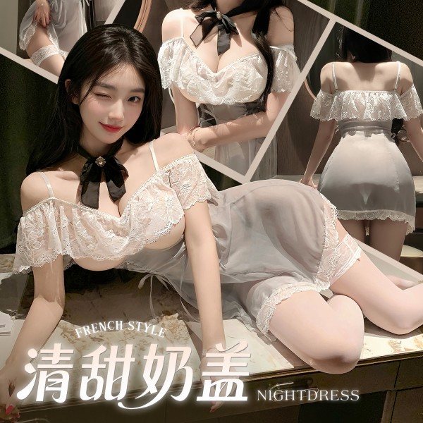 霏慕 法式优雅可收腰奶盖睡裙zy157