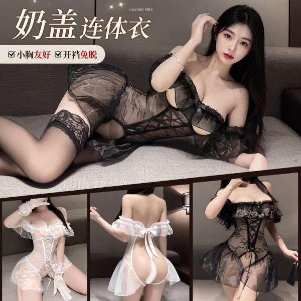 霏慕×谜姬 钢圈露胸开裆马甲连体衣zy212