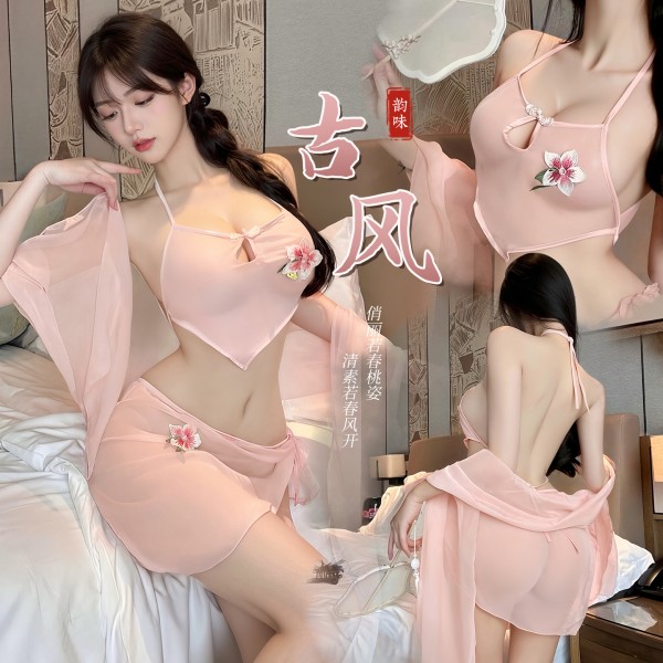 霏慕×谜姬 清韵幽莲古风绑带肚兜套装6724